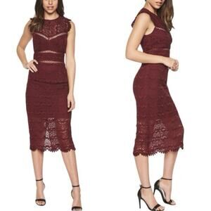 Bardot Sheath Midi Dress Lace Mariano